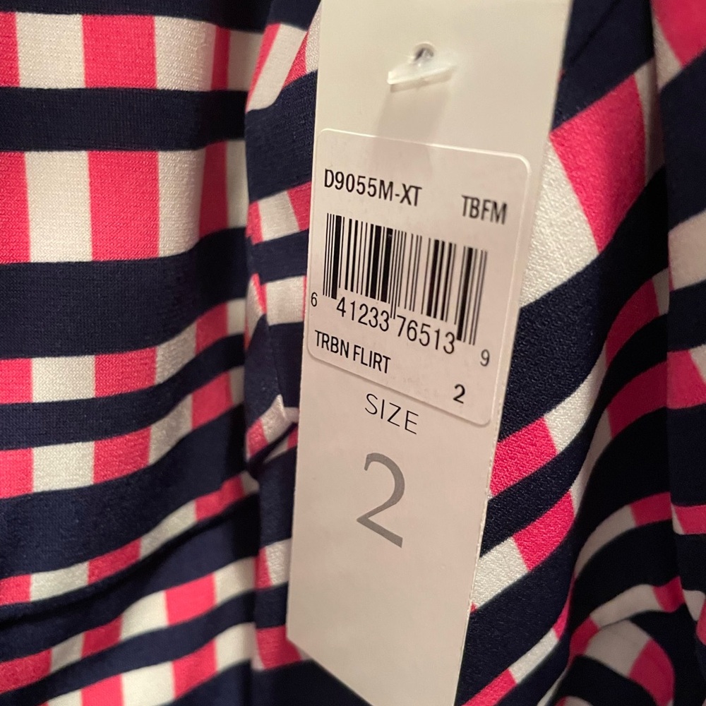 Donna Morgan Pink and Navy Striped Dress